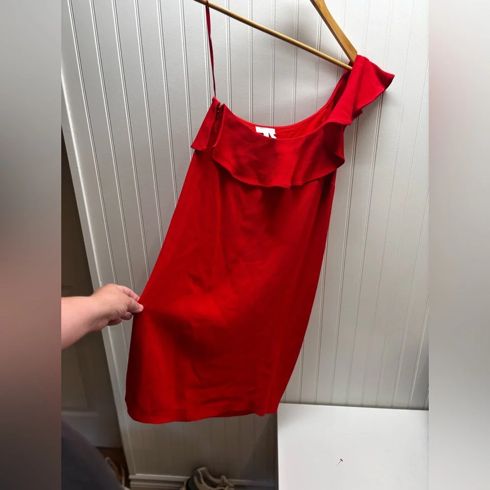 Sezane Louison Size 40 Elegant Red One-Shoulder Dress - Picture 3 of 6